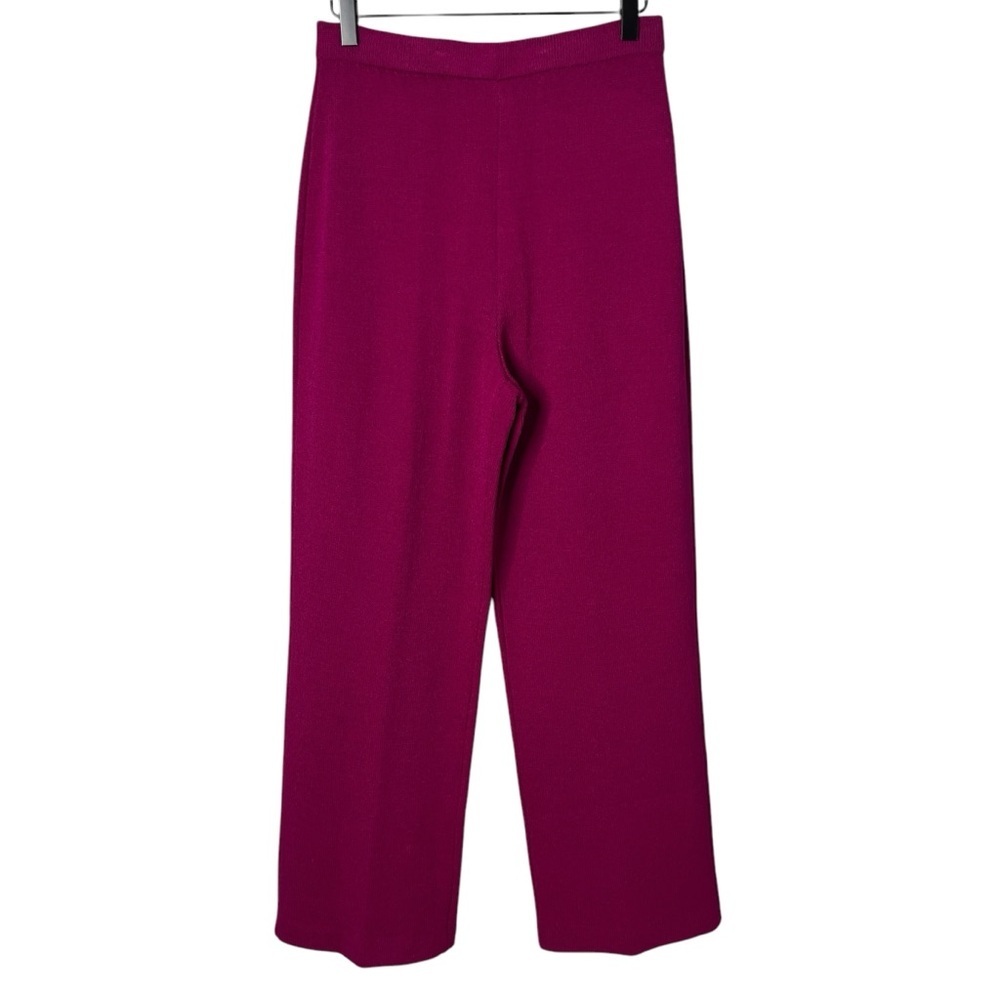 St. John Collection Wide Leg Knit Pants Size 8 Pink Fuchsia